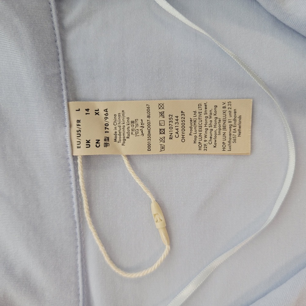 Womens Light Blue Pajama Set Long Sleeve Button Down Pants Piping Sleepwear XL - Picture 4 of 11